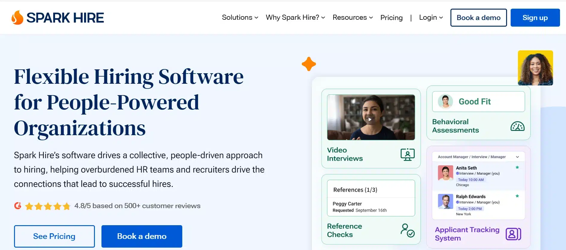 Spark Hire - it's website's screenshot